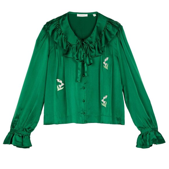 DÔEN Doen Solange Top blouse silk embroidered flowers - Picture 5 of 9